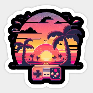 Retro Gaming Sunset Sticker